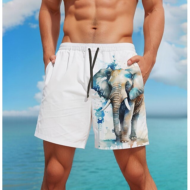 Men's Animal Elephant Swim Trunks Swim Shorts Board Shorts Mid Waist Fashion Streetwear Designer Casual Daily Holiday Pocket Elastic Waist 3D Print Designer Clothing Apparel4