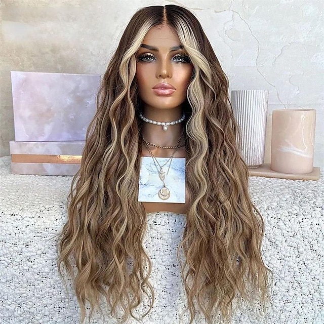  Unprocessed Virgin Hair 13x4 Lace Front Wig Layered Haircut Brazilian Hair Wavy Multi-color Wig 130% 150% Density Highlighted / Balayage Hair 100% Virgin Glueless Pre-Plucked For Women Long Human