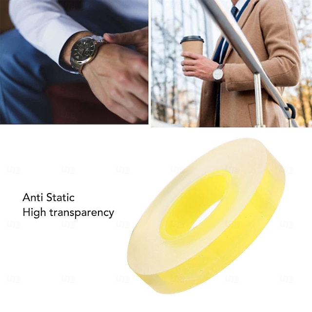  2 Rolls Anti-Static Transparent PVC Protective Film - 0.82cm Wide, 50m Long Yellow Jewelry Surface Tape for Dust Protection and Scratch Repair