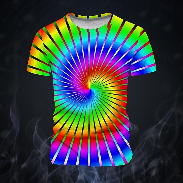 Men's Optical Illusion Dazzle color T Shirt Short Sleeve T shirt 3D Print Crew Neck Shirt Fashion Exaggerated Funny Street Sports Outdoor Rainbow Summer Spring Clothing Apparel S M L XL XXL XXXL4