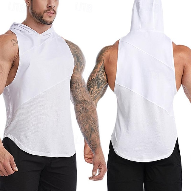  Men's T shirt Hiking Vest Sleeveless Crew Neck Tank Top Sleeveless Shirt Vest Top Outdoor Quick Dry Soft Sweat wicking Polyester Black White Blue Climbing Camping / Hiking / Caving Traveling
