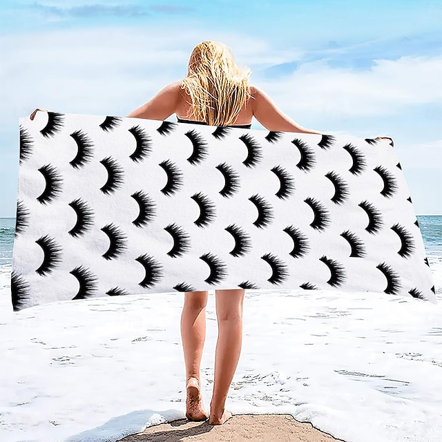  пляжное полотенце с принтом ресниц пляжное полотенце мягкое и быстросохнущее пляжное одеяло супер впитывающее пляжное полотенце легкое дорожное полотенце подходит для пеших прогулок и фитнеса