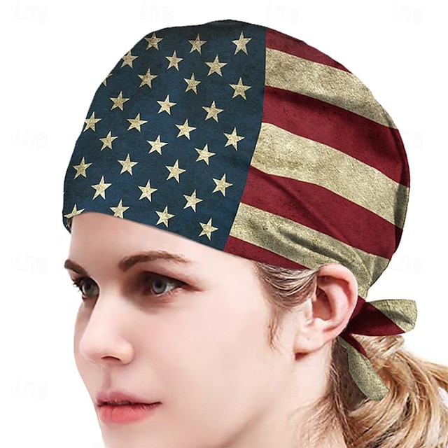  1 unidad de bandana con bandera americana, diadema para mujer, accesorios para el cabello, envolturas para el cabello elásticas antideslizantes, banda para la cabeza de entrenamiento para correr y