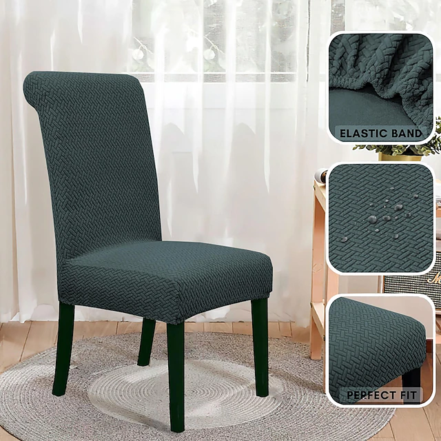 Stretch Waterproof Chair Cover High Back Dining Chair Cover Office Chair Stool Chair Cover Slipcovers 1/4/6pcs 13