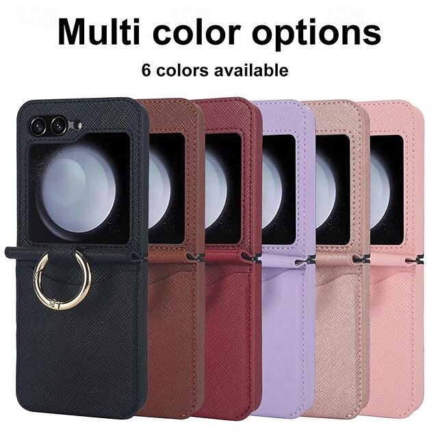  telefon Carcasă Pro Samsung Galaxy Z Flip 6 Z Flip 5 Z Flip 4 Z Flip 3 Zadní kryt Slot pro kartu Prstencová spona Nárazuvzdorné Retro TPU Kov PU kůže
