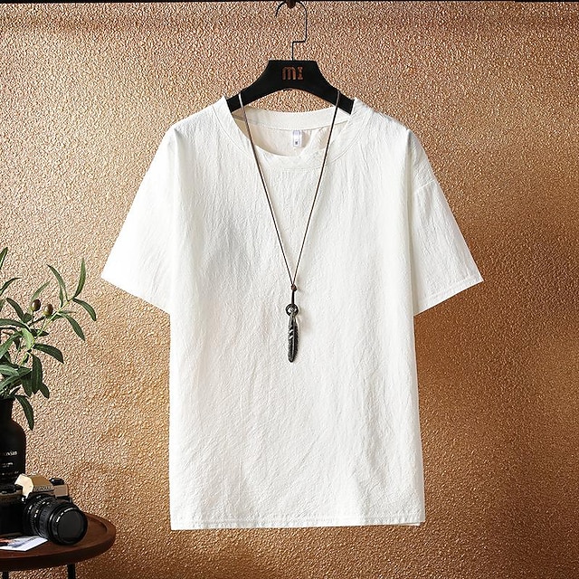 Men's T Shirt Tee Short Sleeve Shirt Tee Top Short Sleeve Crew Neck Spring & Summer Plain Fashion Designer Basic Vacation Street Going out Black White Blue Top Tee for Men 5