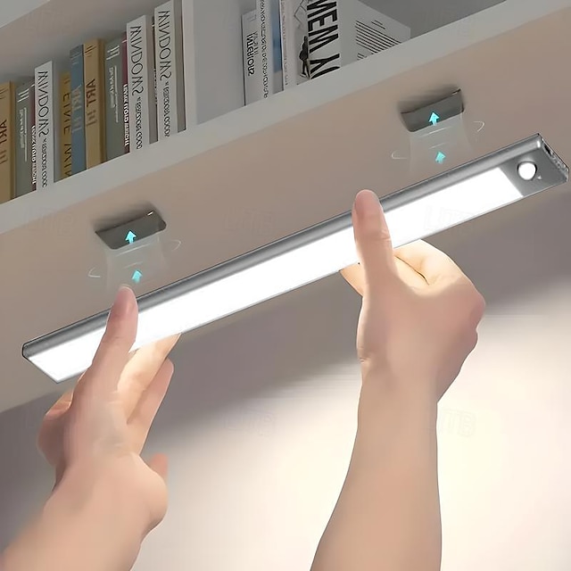  éclairage sous l'armoire détecteur de mouvement lumière d'armoire intérieure usb rechargeable sans fil lampes de placard alimentées par batterie veilleuses pour chambre escaliers de garde-robe