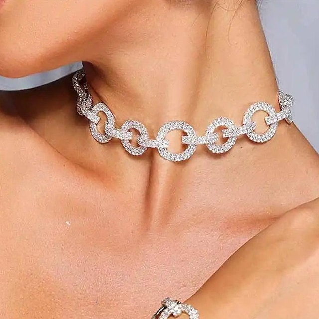  Choker Necklace Rhinestones Women's Fashion Artistic Two tone Wedding irregular Necklace For Wedding Party