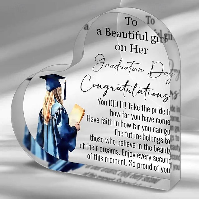  1pc Inspirational Graduation Gifts For Her Him 2024 High School College Masters Degree PHD Graduation Gifts For Students Laser Engraved Acrylic Keepsake Gifts For Graduating Daughter Son Sister