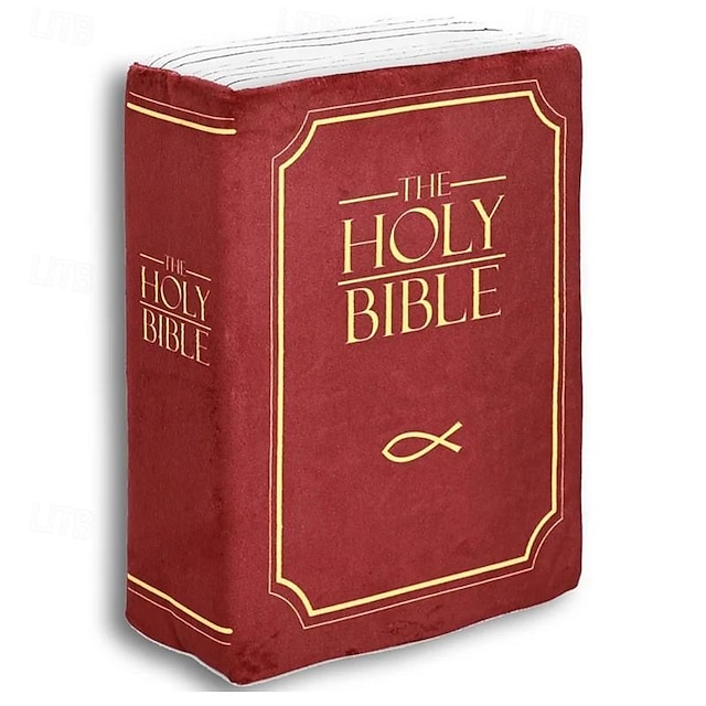  Coussin en forme de livre de la Bible pouvant être ouvert, couverture rouge pour lit, salon, cuisine