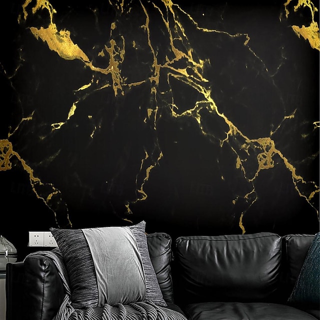  Cool Wallpapers Wall Mural Black Gold Marble Wallpaper Wall Sticker Covering Print Adhesive Required 3D Effect Canvas Home Décor