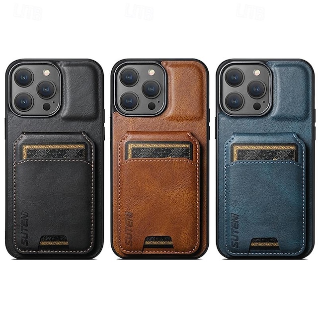  Obal na telefon pro iPhone 16 iPhone 15 Pro Max Plus iPhone 14 13 12 11 Pro Max Plus zadní kryt s držákem magnetickým pro karty retro TPU PC PU kůže