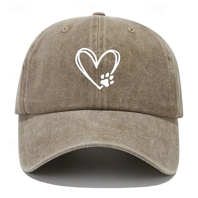 Women's Unisex Baseball Cap Heart Paw Print Curved Brim Adjustable Casual Hat Outdoor Everyday Wear Animal Lovers One Size Fits Most 5