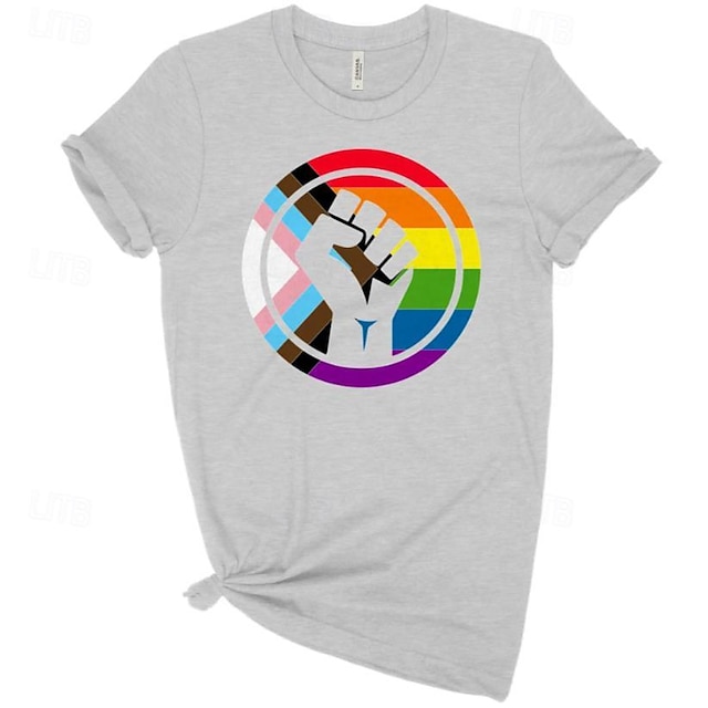  LGBTQ LGBTQ T-Shirt-Ärmel Pride-Shirts Regenbogen Pride-Faust-Flagge Lesbisch Fröhlich Für Unisex Erwachsene Halloween Karneval Maskerade Heißprägen Pride Parade Pride-Monat