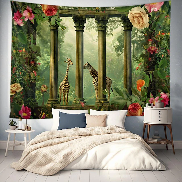 Tropical Forest Leopard Hanging Tapestry Wall Art Large Tapestry Mural Decor Photograph Backdrop Blanket Curtain Home Bedroom Living Room Decoration 25