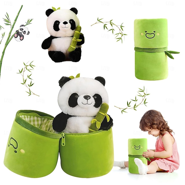  panda täytetyt eläimet panda tyynyt bambu pehmolelu bambuputki nukke lahjat pojille tytöille