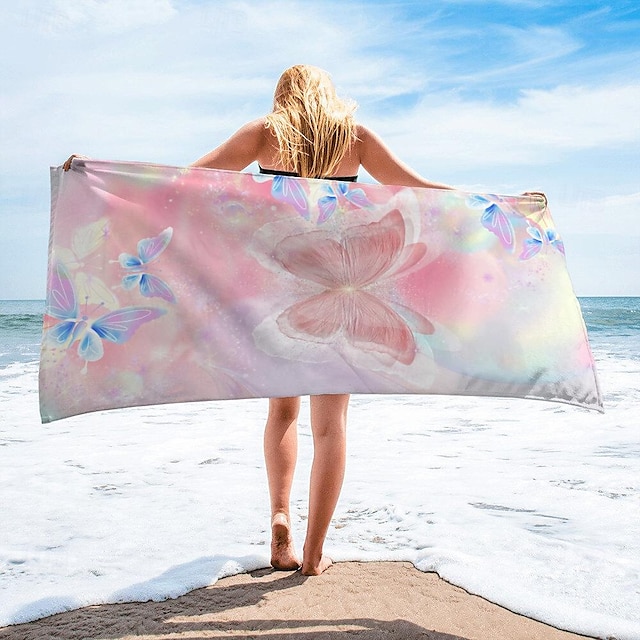  Beach Towels Butterfly 100% Micro Fiber Quick Dry Comfy Blankets Strong Water Absorption for Sunbathing Beach Swim Outdoor Travel Camping Workout