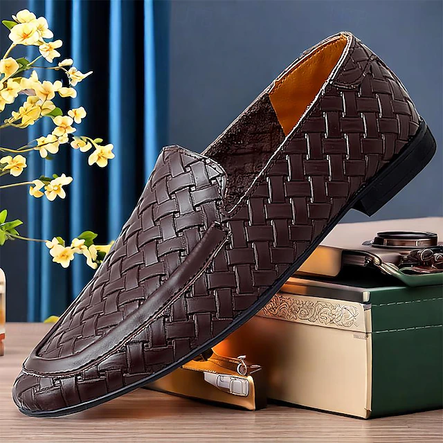 Men's Loafers & Slip-Ons Comfort Loafers Penny Loafers Leather Comfortable Slip Resistant Loafer Dark Brown Black White 14