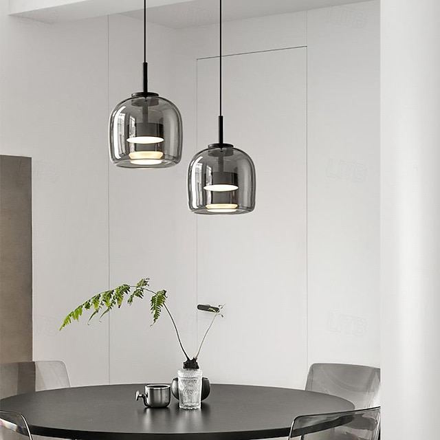  luminária pendente led minimalista industrial 1 luz 16 cm vidro quarto sala de jantar 110-240v