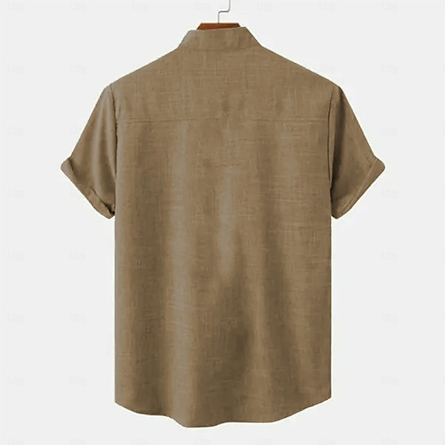 khakis brand tan blue linen shirt main image 1