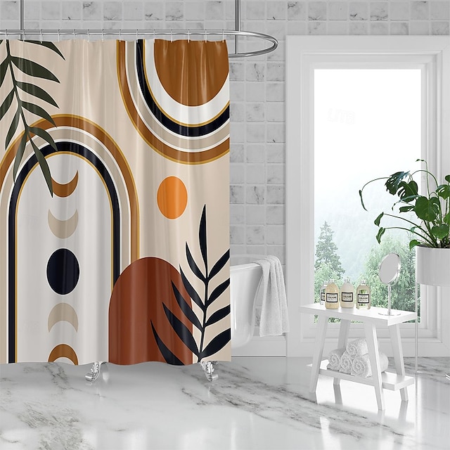  banheiro deco cortina de chuveiro com ganchos decoração de banheiro conjunto de cortinas de chuveiro de tecido à prova d'água com 12 pacotes de ganchos de plástico