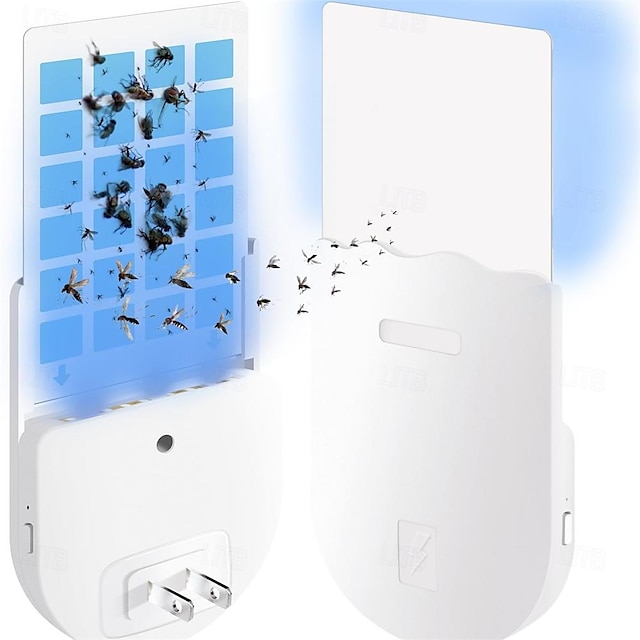  bug zapper εσωτερικού χώρου plug-in κουνουπιοκτόνος ιπτάμενη παγίδα εντόμων για μύγες φρουτόμυγες σκώροι & σκνίπες με ρυθμιζόμενη φωτεινότητα uv ελκυστικό catcher & νυχτερινό φως 1 συσκευή 5 καρτών