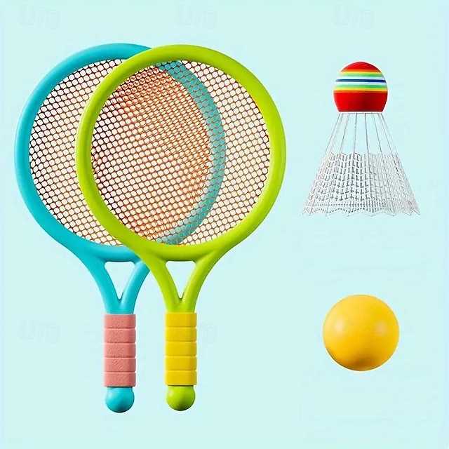 Badminton and Tennis Racket Set - Interactive Game and Educational Toy - Perfect Birthday Gift - Red or Yellow Ball Included