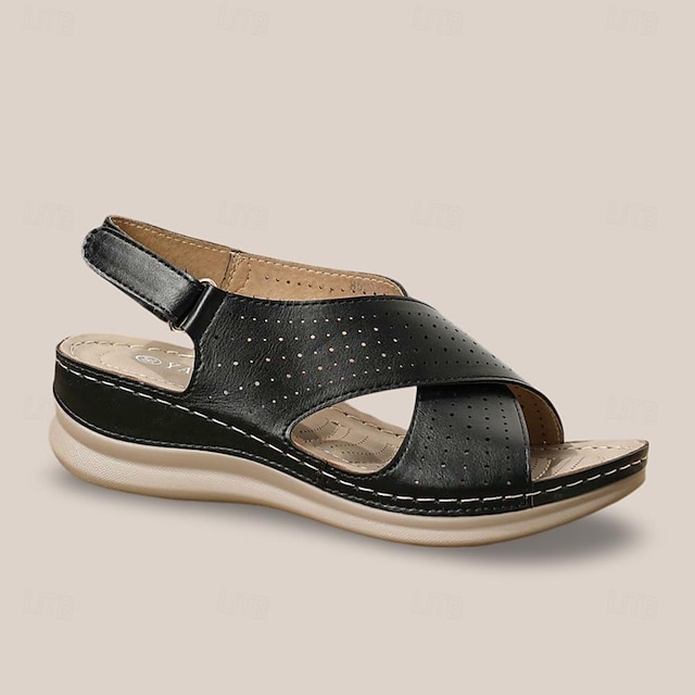  Femme Mules Sandales Compensées Confort Cuir microbien Boucle Noir Bleu Marron