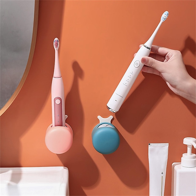  Estante adhesivo para cepillo de dientes eléctrico de Caracol, estante organizador montado en la pared con dibujos animados para pareja de baño, sin perforación