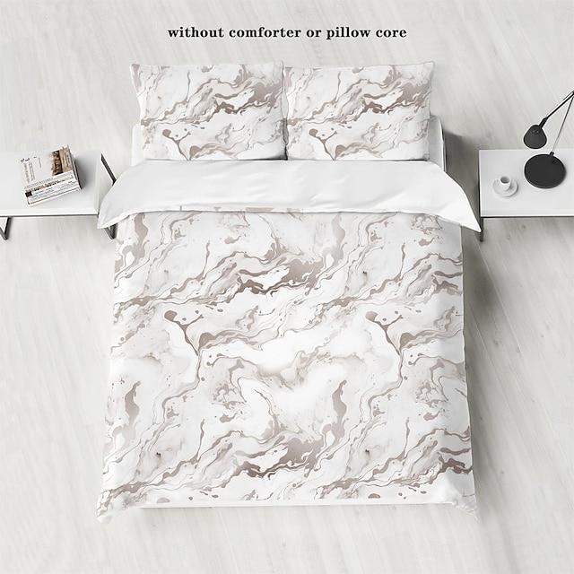  Abstract Marble Textured Duvet Cover Set - Includes Duvet Cover and Pillowcases - Elegant and Modern Design - Soft and Comfortable Fabric - Perfect for Adding a Touch of Luxury to Your Bedroom Decor - Easy to Clean and Maintain