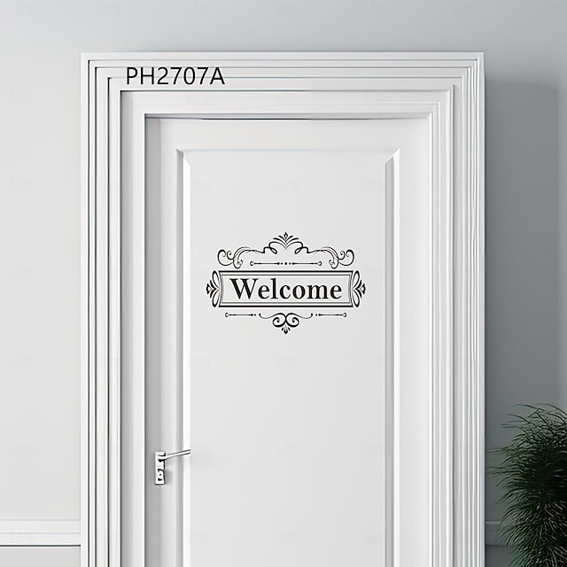  バスルーム ランドリー ステッカー 英語 ドア サイン ウェルカム ホーム ファミリー 取り外し可能 家庭用 背景 装飾 ドア ステッカー