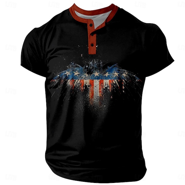  Independence Day American US Flag Eagle USA Sports Fashion Casual Men's 3D Print T shirt Tee Street Sports Outdoor Festival American T shirt Black Henley Shirt Summer Spring Clothing Apparel S-3XL