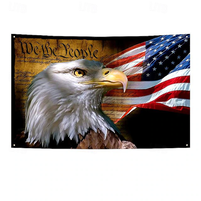 US 4th July Independence Day Outdoor Flag Eagle Liberty Outdoor Banner Flag Patio Garden Home Decoration Red White Blue 11