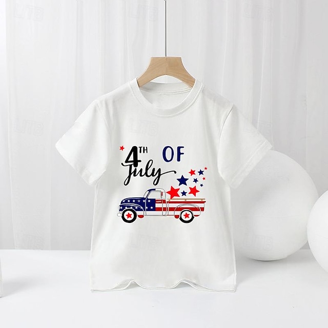 μπλουζάκια για αγόρια ημέρα ανεξαρτησίας παιδικό μπλουζάκι γράμμα αυτοκινήτου εμπριμέ μπλουζάκια κοντομάνικα μπλουζάκια 4 Ιουλίου βαμβακερά ρούχα