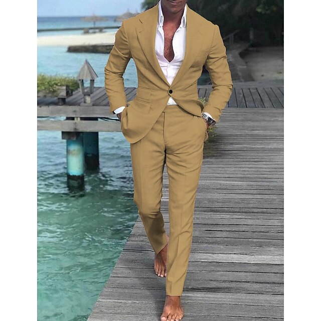 Mens Linen Suit For Beach Wedding - Summer  Suit in Light Blue