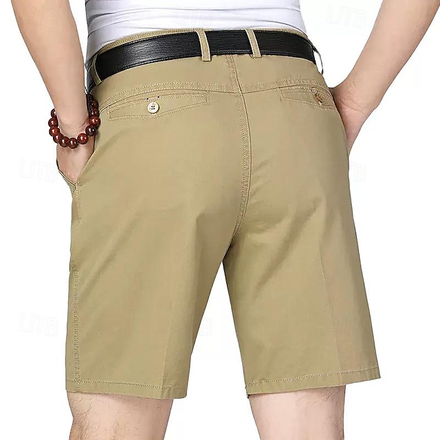  Per uomo Pantaloncini eleganti Pantaloncini da lavoro Pantaloncini da golf Tinta unica Resistente alle rughe Lunghezza del ginocchio Pantaloncini Verde militare Nero Vita alta Anelastico
