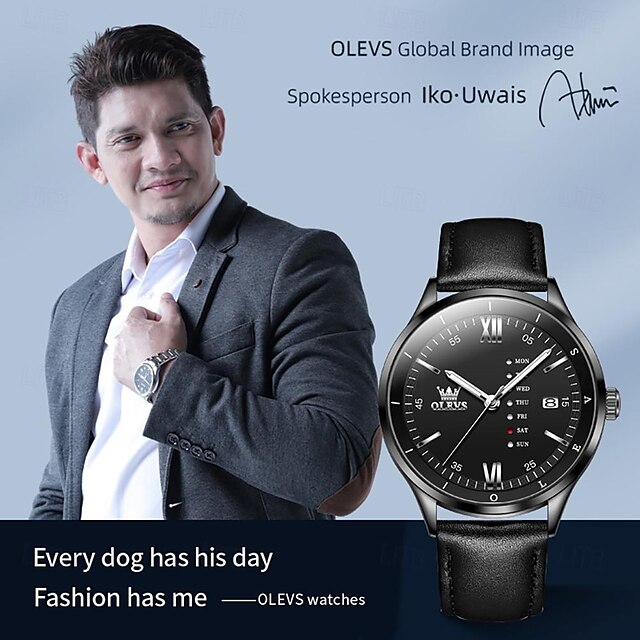  OLEVS Men Quartz Watch Outdoor Fashion Casual Wristwatch Luminous Calendar Waterproof Decoration Leather Watch