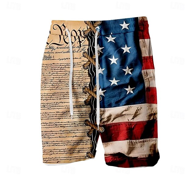 Men's Flag Letter American Flag Swimming Trunks Board Shorts Shorts Mid Waist Fashion Streetwear Designer Casual Daily Holiday Pocket Drawstring Elastic Waist Designer Clothing Apparel4