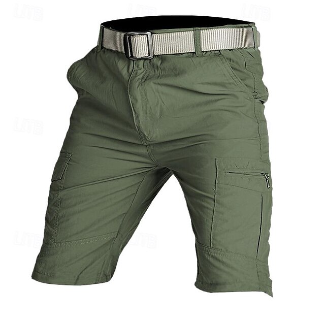  Men's Tactical Shorts Cargo Shorts Hiking Shorts Button Zipper Pocket Plain Waterproof Breathable Knee Length Outdoor Daily Camping & Hiking Sports Workout ArmyGreen Black
