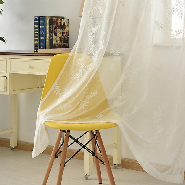  un panneau style pastoral coréen lin et coton brodé rideau de gaze salon chambre salle à manger étude rideau de gaze semi-transparent