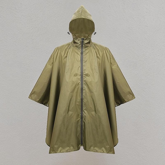  Unisex Hiking Raincoat Spring Autumn / Fall Outdoor Solid Color Waterproof Lightweight Rip-resistant Hoodie Raincoat Rain Poncho Black Army Green
