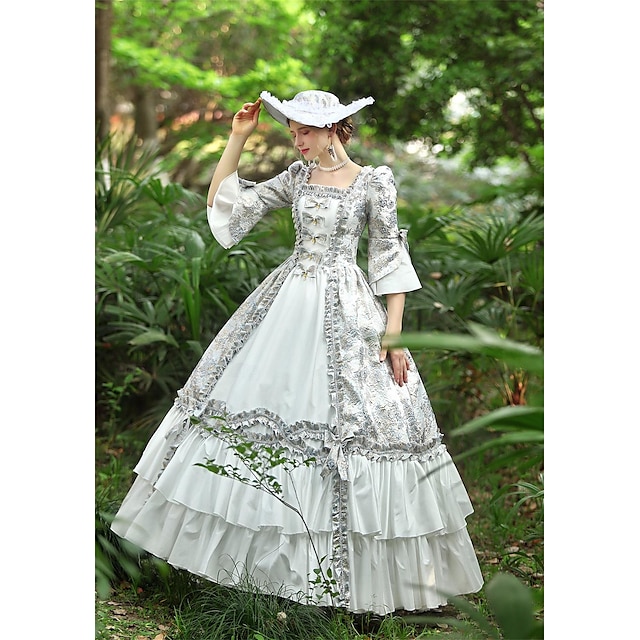  Viktorianisch Vintage inspiriert Mittelalterlich Kleid Partykostüm Ballkleid Prinzessin Shakespeare Damen Blume Ballkleid Halloween Party Abendgesellschaft Bühne Kleid