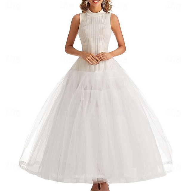  Elegant Klassisk Lolita Rokoko Barok Victoriansk Underkjole Under Nederdel Crinoline Slips Ankellængde Brud Brude Dame 4 lag Balkjole Bryllup Fest Bryllupsgæst Underkjole