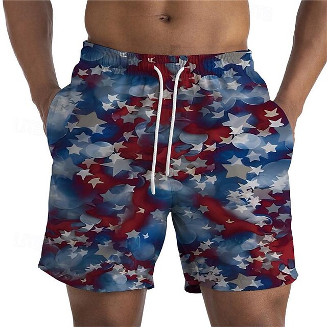  Independence Day July 4 USA Flag Sportswear Beach Shorts USA Flag Harajuku Graphic Kawaii For Men's Adults' Masquerade 4th of July 3D Print Festival