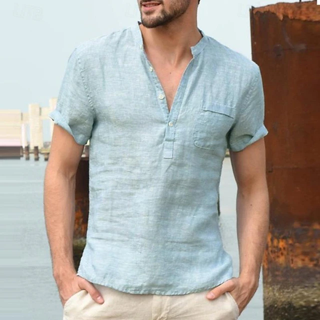 Men's Shirt Summer Shirt Button Up Shirt Casual Shirt Beach Shirt Black ...