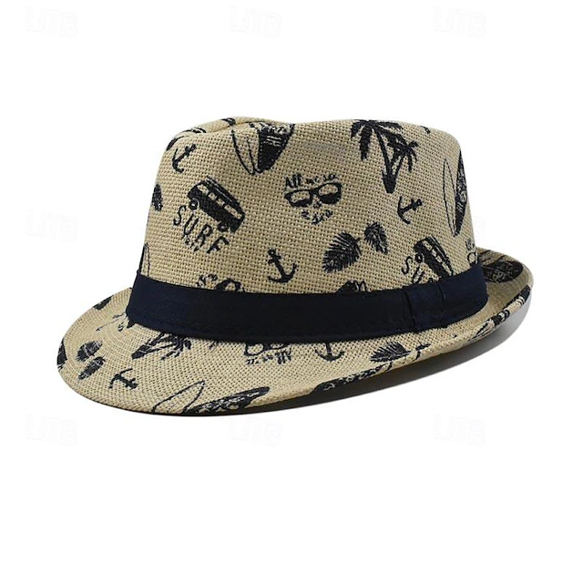 Men's Kentucky Derby Hat Sun Hat Party Hat Dress Hat White khaki Cotton Fashion Casual Street Daily Coconut Tree Sunscreen Breathable 9