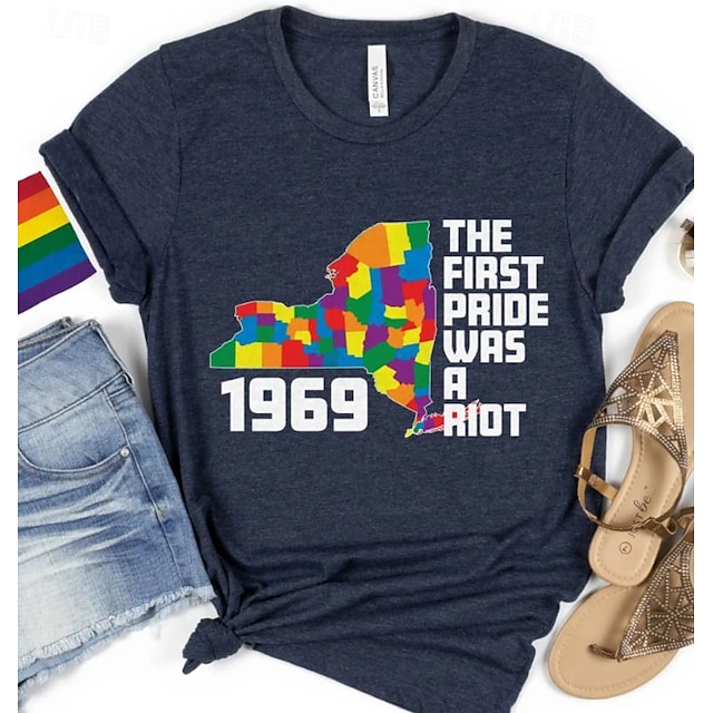  LGBTQ T-Shirt Camisas del Orgullo Arco iris El primer orgullo fue un disturbio lesbiana Homosexuales Para Unisexo Adulto Víspera de Todos los Santos Carnaval Mascarada Estampado en caliente Desfile