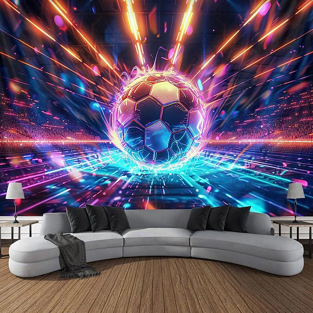 UEFA EURO 2025 Blacklight Tapestry UV Reactive Glow in the Dark Majestic Stadium Football Trippy Misty Hanging Tapestry Wall Art Mural for Living Room Bedroom 22