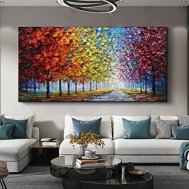 Mintura Handmade Texture Forest Oil Paintings On Canvas Large Wall Art ...