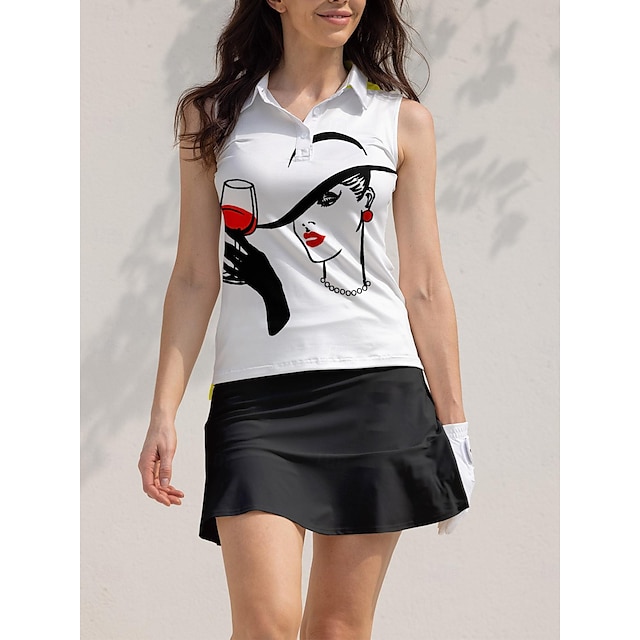  Mujer Camisas de polo Blanco Sin Mangas Camiseta Ropa de golf para damas Ropa Trajes Ropa Ropa